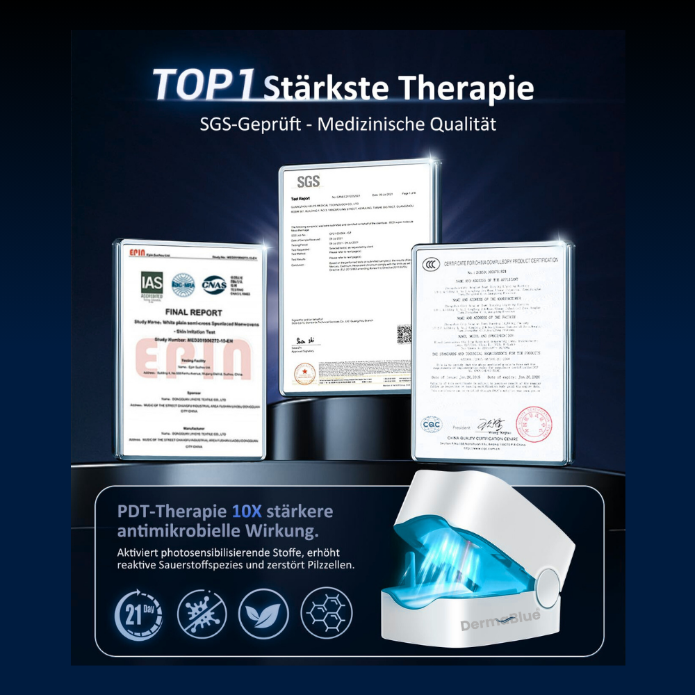 DermaBlue® UV-Blaulicht Therapiegerät gegen Nagelpilz